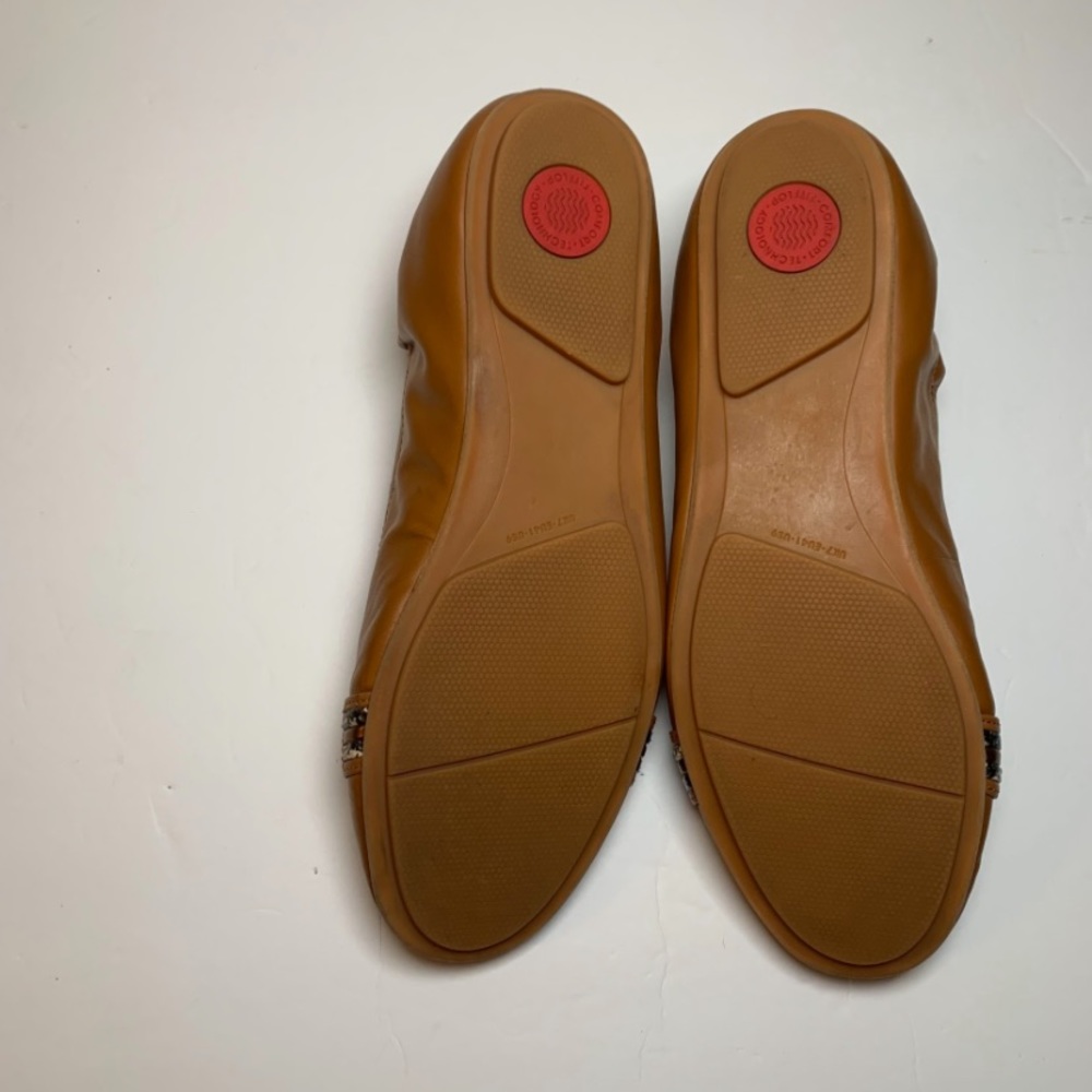 FitFlop Allegro Snake-Bangle Leather Ballet Flats Brown w/ Snakeskin Detail Sz 9 - Picture 8 of 10